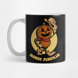 Howdy Pumpkin Retro Western Halloween T-Shirt Mug